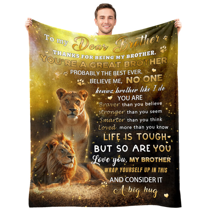 Gifts for Brother from Sister - Lion Throw Blanket for Birthday, Christmas, Thanksgiving - Adult Size 50"x60"