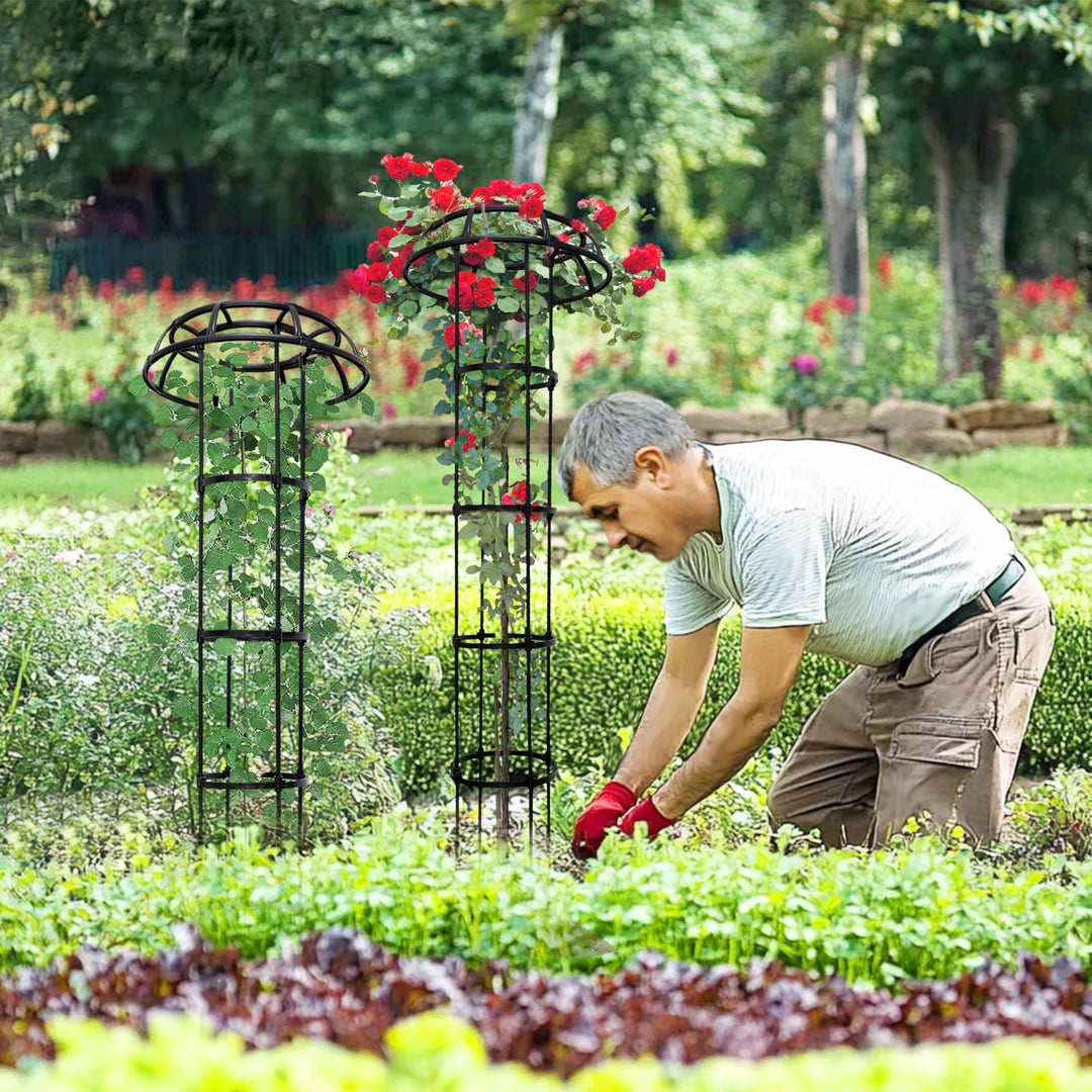 SORANGEUN 65” Garden Trellis for Climbing Plants, Mushroom Plant Trellis for Potted Plants, Outdoor Heavy-Duty Obelisk Trellis for Cucumber, Tomato, Grape, Rose, Pea, Vine, Bean, Clematis, Zucchini