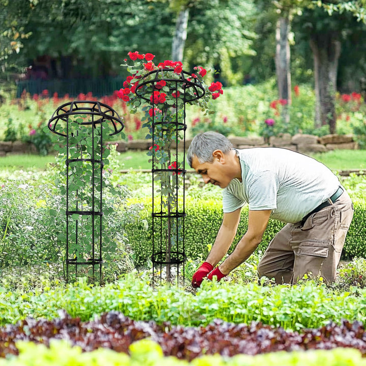 SORANGEUN 65” Garden Trellis for Climbing Plants, Mushroom Plant Trellis for Potted Plants, Outdoor Heavy-Duty Obelisk Trellis for Cucumber, Tomato, Grape, Rose, Pea, Vine, Bean, Clematis, Zucchini
