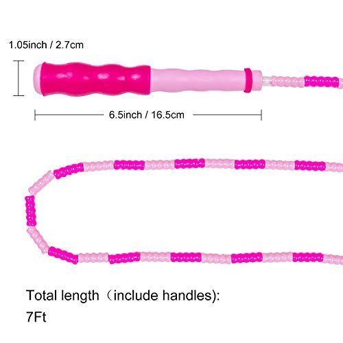 2 Pack Jump Rope Soft Beaded, Tangle-Free Segmented Fitness Skipping Rope with Adjustable Tangle for Workout, Exercise, Keeping Fit, Training and Weight Loss, for Men, Women and Kids, 9 Ft (Blue/Pink) - Metta Home and Technologies