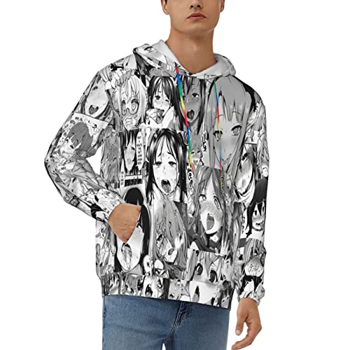 dmfuewz Ahegao Aldult Sweatshirt Mens Women Funny 3D Print Pullover Hooded Hoodies X-Large