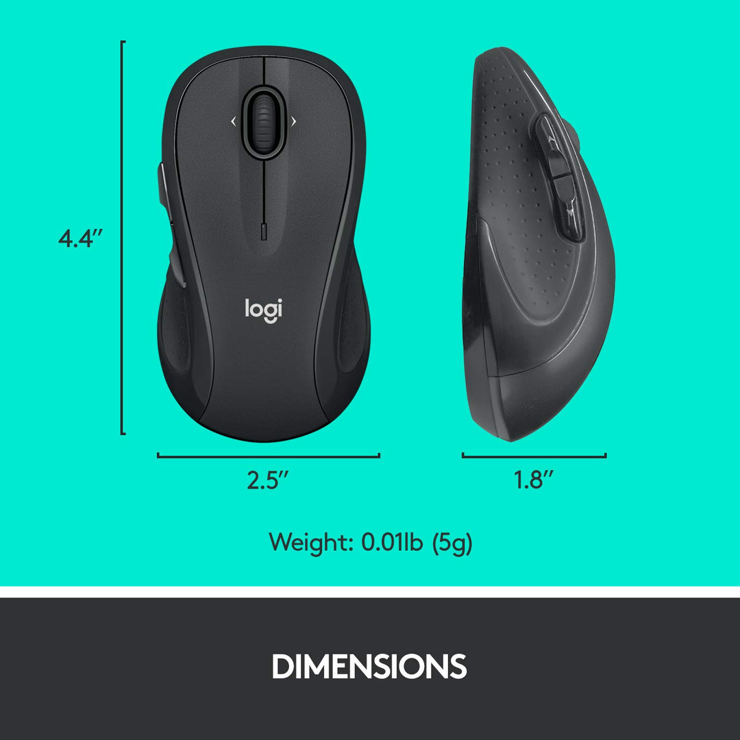 Logitech M510 Wireless Computer Mouse for PC with USB Unifying Receiver - Graphite