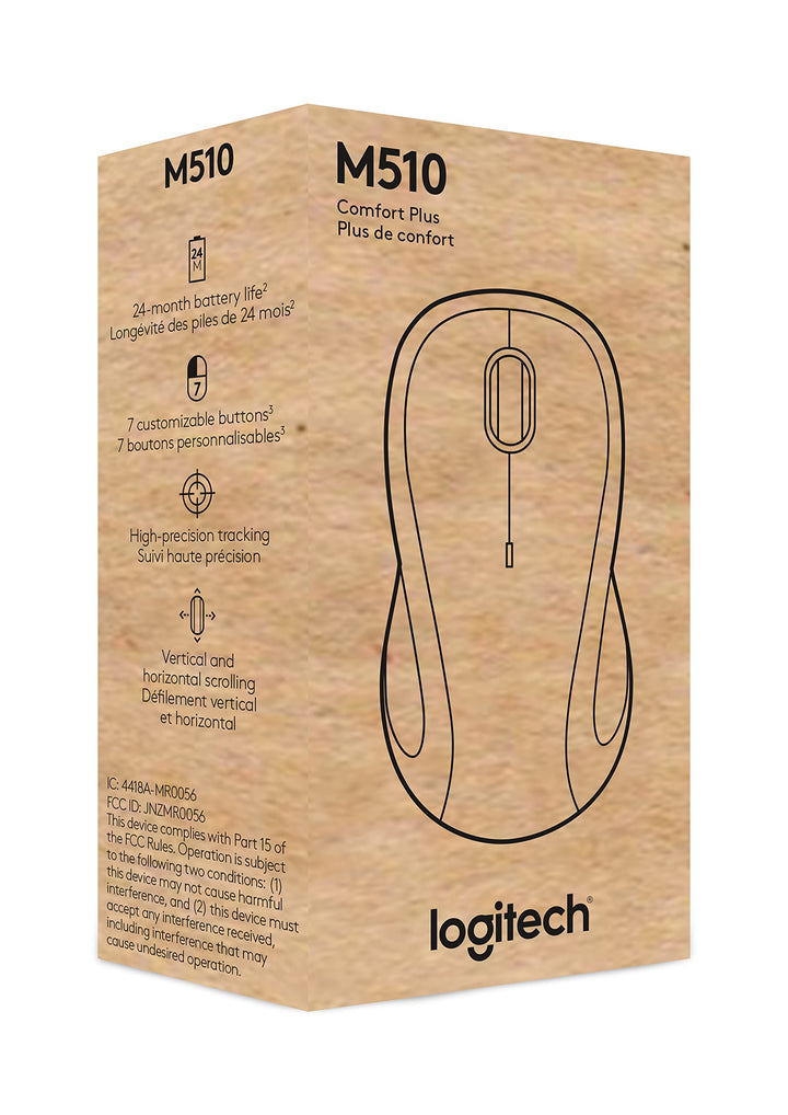 Logitech M510 Wireless Computer Mouse for PC with USB Unifying Receiver - Graphite