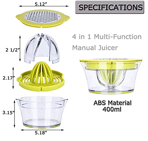 Dayazen Citrus Juicer Lemon Squeezer, Zester Peeler Combo - Multifunctional Manual Citrus Squeezer with Grater, Egg Separator and Measuring Cup - Stainless Steel Juicer and Zester Set - Metta Home and Technologies