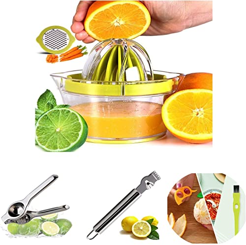 Dayazen Citrus Juicer Lemon Squeezer, Zester Peeler Combo - Multifunctional Manual Citrus Squeezer with Grater, Egg Separator and Measuring Cup - Stainless Steel Juicer and Zester Set - Metta Home and Technologies