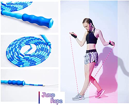 Dayazen Soft Beaded Jump Rope, Adjustable Tangle - Free Segmented Fitness Skipping Rope for Men, Women and Kids Keeping Fit, Training, Workout and Weight Loss - 9 Feet (2-Pack) - Metta Home and Technologies