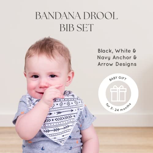 Dodo Babies Bandana Drool Bib Set – Four 100% Cotton Bibs with Soft Polyester Lining, 2 Pacifier Clips, Binky Case, Navy Dot Gift Bag for Baby Girl or Boy Shower – Adjustable Snap Fit for 3-24 Months - Metta Home and Technologies