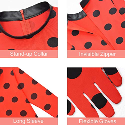 Heneray Little Girls Halloween Costumes Red Little Beetle Jumpsuit Clothing Set Accessories 4pcs - Metta Home and Technologies