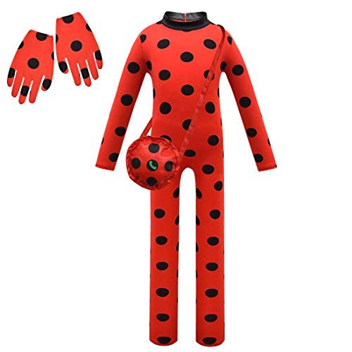 Heneray Little Girls Halloween Costumes Red Little Beetle Jumpsuit Clothing Set Accessories 4pcs - Metta Home and Technologies