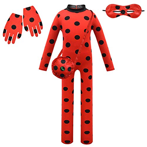 Heneray Little Girls Halloween Costumes Red Little Beetle Jumpsuit Clothing Set Accessories 4pcs - Metta Home and Technologies