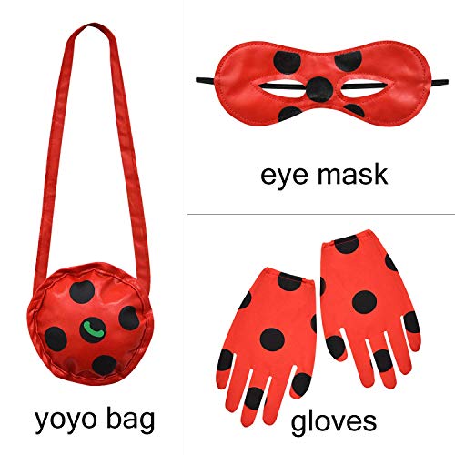 Heneray Little Girls Halloween Costumes Red Little Beetle Jumpsuit Clothing Set Accessories 4pcs - Metta Home and Technologies