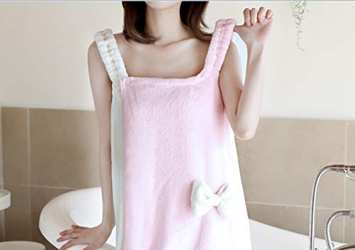 JIAHG Women Spa Bath Towel Wrap Shower Robe with Straps Cute Bowknot Super Soft Shower Robe Plush Shower Spa Bath Body Towel Wrap Bathrobe Absorbent Quick Dry Strapless Beach Pool Cover-Up - Metta Home and Technologies