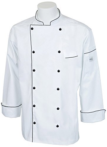 Mercer Culinary Renaissance Men's Traditional Neck Chef Jacket with Full Black Piping - Metta Home and Technologies