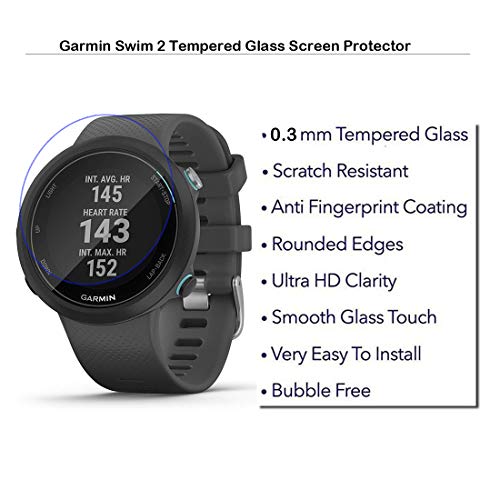 MOTONG For Garmin Swim 2 Screen Protector - Tempered Glass Screen Protectors For Garmin Swim 2 Watch,9 H Hardness,0.3mm Thickness,Made From Real Glass - Metta Home and Technologies