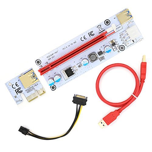 PCIe PCI-E Riser Card YIKESHU 1x to 16x USB 3.0 Extender Riser Adapter Graphics Card Ming ETH 6pin Powered Supply Cord with SATA Cable(3 Pick) (6PCS-6PIN) - Metta Home and Technologies
