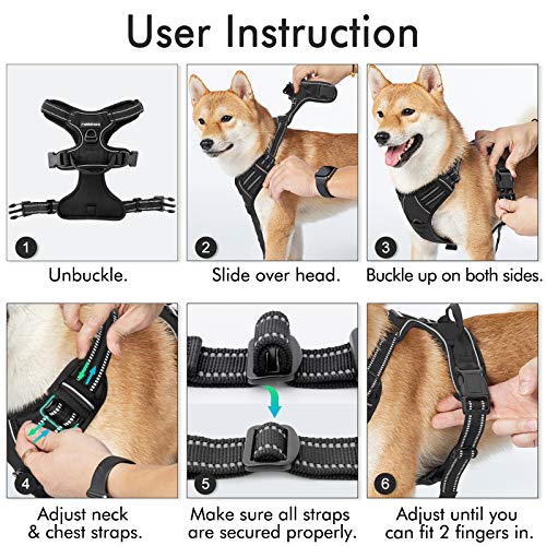 rabbitgoo Dog Harness, No-Pull Pet Harness with 2 Leash Clips, Adjustable Soft Padded Dog Vest, Reflective No-Choke Pet Oxford Vest with Easy Control Handle for Large Dogs, Classic Black (S, Chest 15.7-27.6") - Metta Home and Technologies