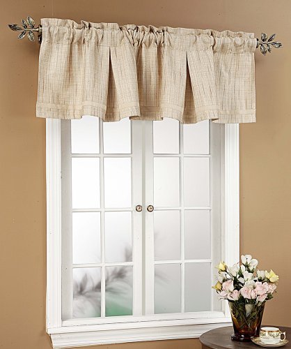 Stylemaster Tucson Box Pleated Valance with Suede Trim Beige 55-Inch x 15-Inch - Metta Home and Technologies