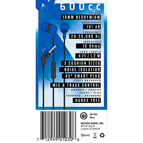 Wicked Audio WI651 Drive 600cc with Microphone, Blue - Metta Home and Technologies