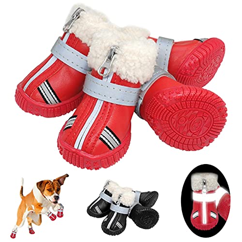 Winter Pet Dog Rain Shoes Waterproof Warm Snow Boots Leather Cotton Small Dogs Non Slip Wear-Resistant for Chihuahua York Puppy - Metta Home and Technologies