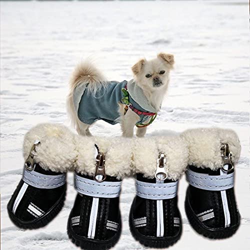 Winter Pet Dog Rain Shoes Waterproof Warm Snow Boots Leather Cotton Small Dogs Non Slip Wear-Resistant for Chihuahua York Puppy - Metta Home and Technologies